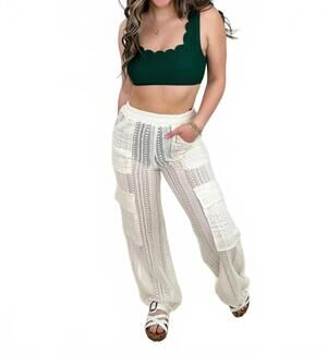 NEW HOT & DELICIOUS sheer high-rise cotton cargo pants in cream